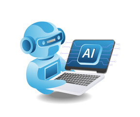 Robots use computer artificial intelligence.eps