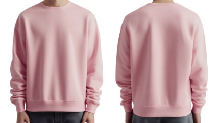 Stylish pink sweatshirt front and back views ideal for online clothing store mockups and showcasing apparel designs for e-commerce fashion brands