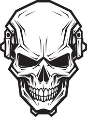 Mechanical Skull Vector Mark Black SkullBot Shadow