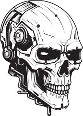 Vector Skull Machine Head Cyber Skull Gear Emblem