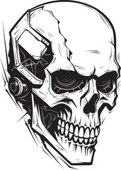 Black Skull Fusion Mark Vector SkullTech Outline