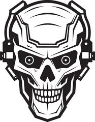 Vector SkullTech Outline Cyber SkullBot Identity