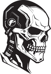 SkullTech Monochrome Badge Cyber Skull Black Shield