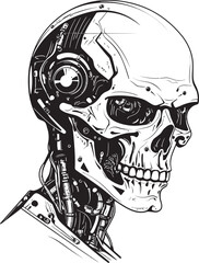 Cyber Skull Black Shield Mechanical SkullTech Emblem