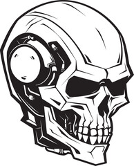 Vector SkullBot Head Logo Mecha SkullTech Shadow