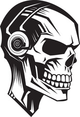 Cybernetic Skull Fusion Badge Black Skull Shadow Robotics