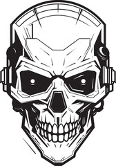 Shadow Skull Vector Emblem Black Skull Tech Robotics Mark