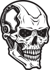 Cyber SkullBot Fusion Concept Black Skull Head Gear Mark