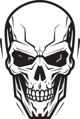 Vector Skull Shadow Robotics Cyber Skull Machine Badge