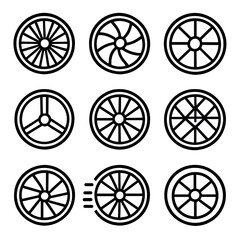 Icon rims mechanical detail rotation spokes grid symbol connection rim vector car