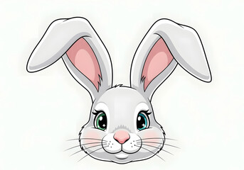 Fototapeta premium Cute Easter bunny with a pink nose and fluffy white fur, hopping happily in green grass