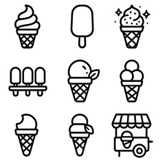 Popsicle swirl ice vector mint cream icon scoop outline icons cone