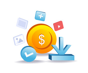Obraz premium Download digital data earn money.eps