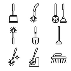 Obraz premium Icon clean handle toilet bristles icons stand brush vented open accessories vector