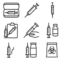 Syringe transparent icon vector barrel bag disposal to medical clipboard icons used
