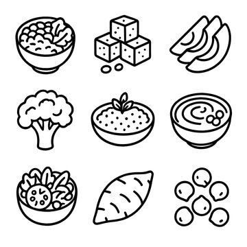 Icon salad based grain plant quinoa meal cubes potato vector broccoli bowl