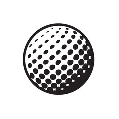 Golf Ball Illustration Minimalist Black and White Sports Equipment Ball Game Graphic Design Element Isolated