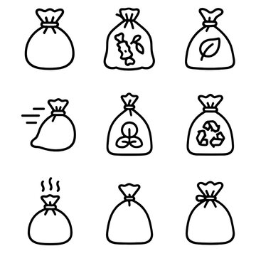 Vector bin kitchen string waste tied recycling closed motion icon tie bag