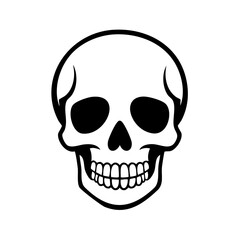 Obraz premium Bold graphic illustration of a human skull with a detailed outline.