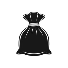 Classic tied sack illustration full money bag or grain pouch vector icon