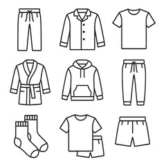 Vector short robe sleepwear boxer icon set men flannel s cotton sleep