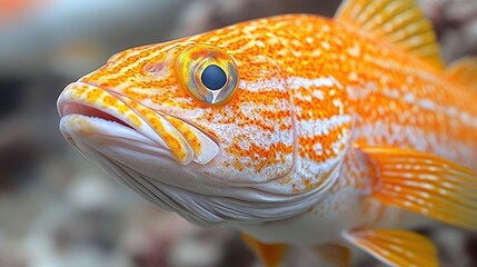 Close-up of a vibrant orange and white fish