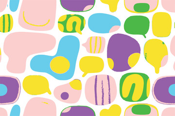 Abstract organic shapes pattern in pastel colors isolated on transparent background