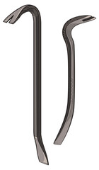 Two crowbars isolated on white background. Vector illustration of crowbar.