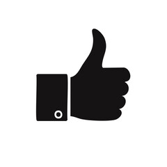 Iconic black hand showing thumbs up gesture representing success approval and excellent feedback