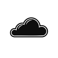 Fototapeta premium Simple black cloud icon with a white outline a minimal graphic symbol for weather and cloud computing
