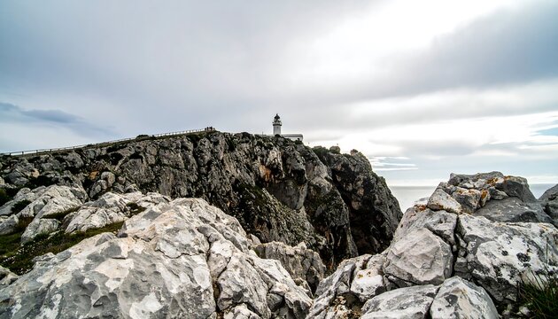 Lighthouse on rugged cliffs