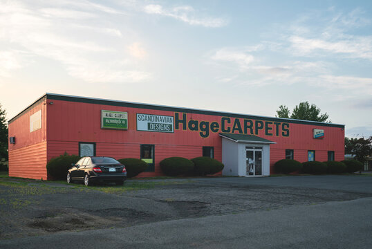 New Hartford, NY - Jul 23, 2025: Wide view of Hage Carpet Co. is a New York based company specializing in carpet sales and installation, is oldest vendor on the New York State Carpet Contract Group