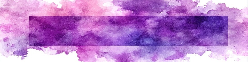 Obraz premium Abstract watercolor background with purple and pink hues and a central rectangle