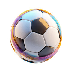 Fototapeta premium Isolated Soccer Ball on Transparent Background with Colorful Effects