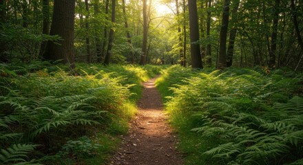 Obraz premium Sunlight path through ferns