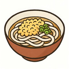 手描き風たぬきうどん和風イラスト