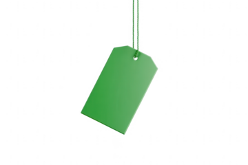 a tea bag tag mockup, in a green color, on a white background, png, transparent