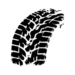 Grunge track, tires stamps. Wheel braking marks, car or motorcycle tread, motorsport, racing.