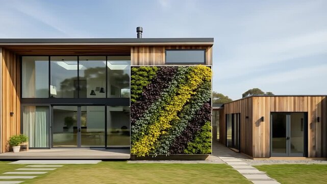 Modern Home with Vertical Garden Facade