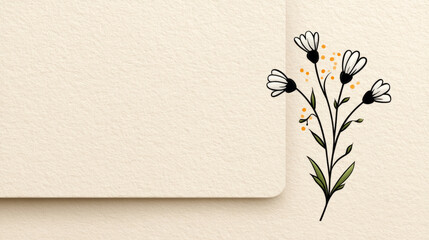 Elegant botanical line art on creamy textured background for design and decor