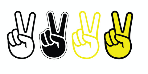 Peace sign. Hand Gesture V victory or peace Sign Line Art, vector icon for apps, websites, T-shirts, etc., isolated on a white background