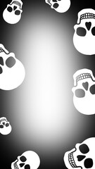 halloween skull frame container border for social media, transparent background