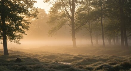Fototapeta premium Misty morning in a woodland