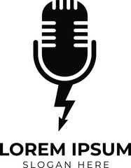 Mic and lightning  podcast logo
