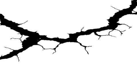 Obraz premium Black cracks pattern isolated on white. Vector illustration background layout. Cracked texture.