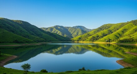 Serene Mountain Lake Landscape