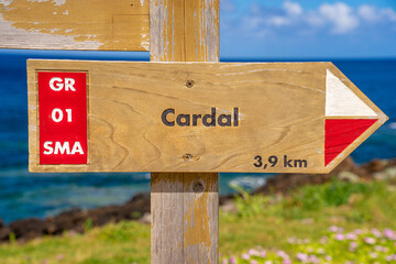 Pedestrian route direction sign to Cardal in Santa Maria-Azores-Portugal.