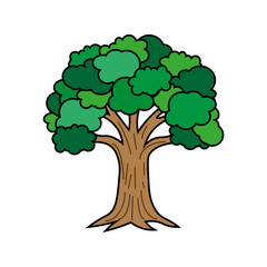 Lush green tree icon. Nature plant vector. Thick leaves illustration. Natural forest symbol.