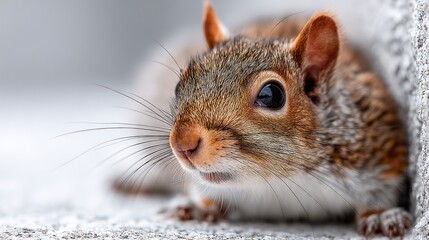 Obraz premium Captivating close-up of a curious squirrel peeking out from its cozy hideaway