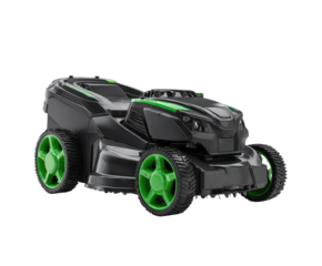 Modern black and green lawn mower